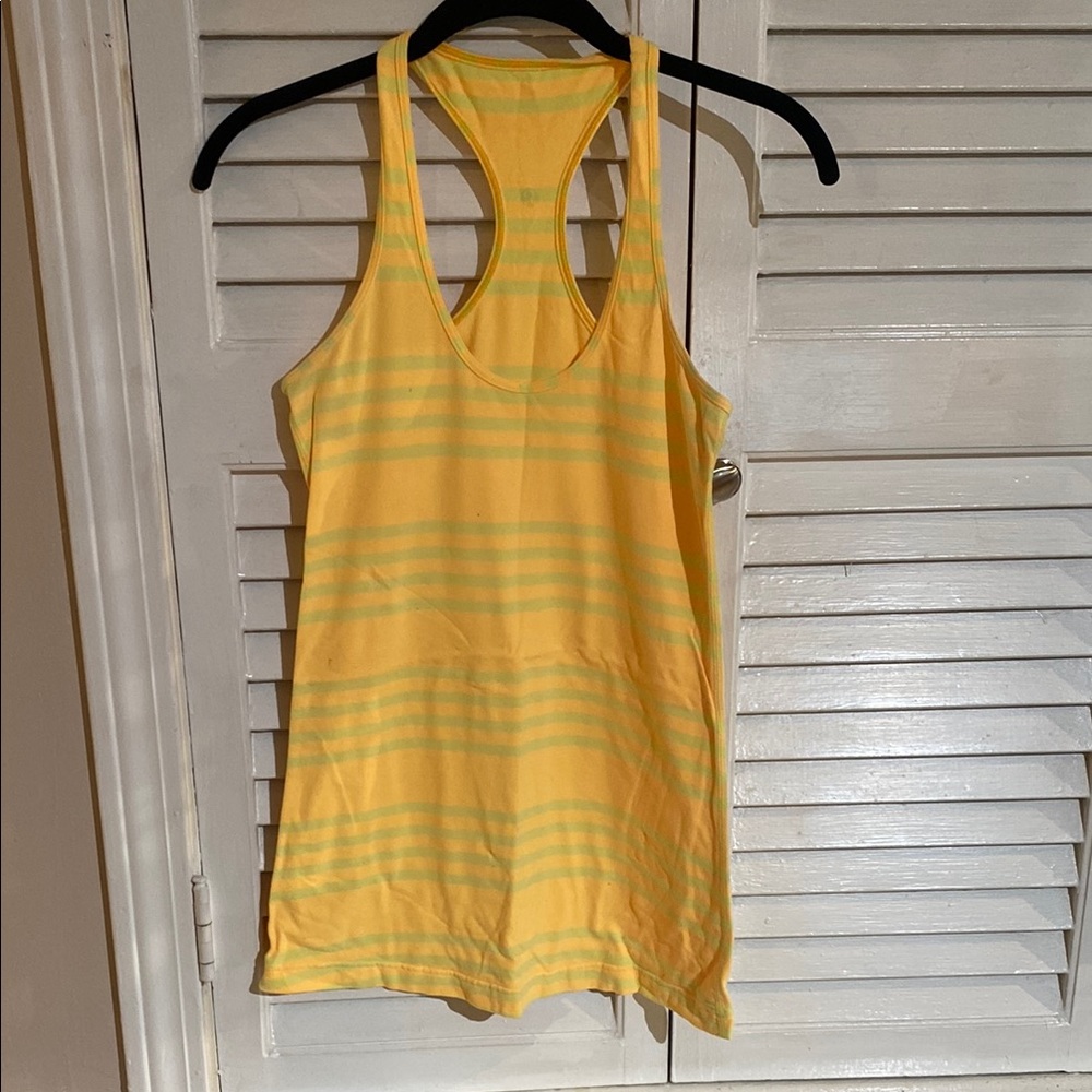Lululemon Athletica Yellow Fitted Sleeveless Tank Top